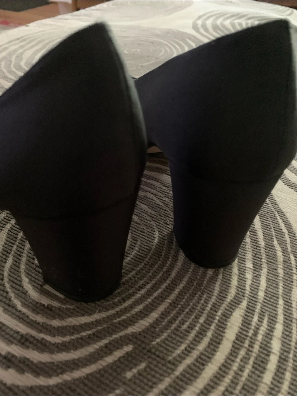 Nina Black Round-Toe Heels with Textured Cap